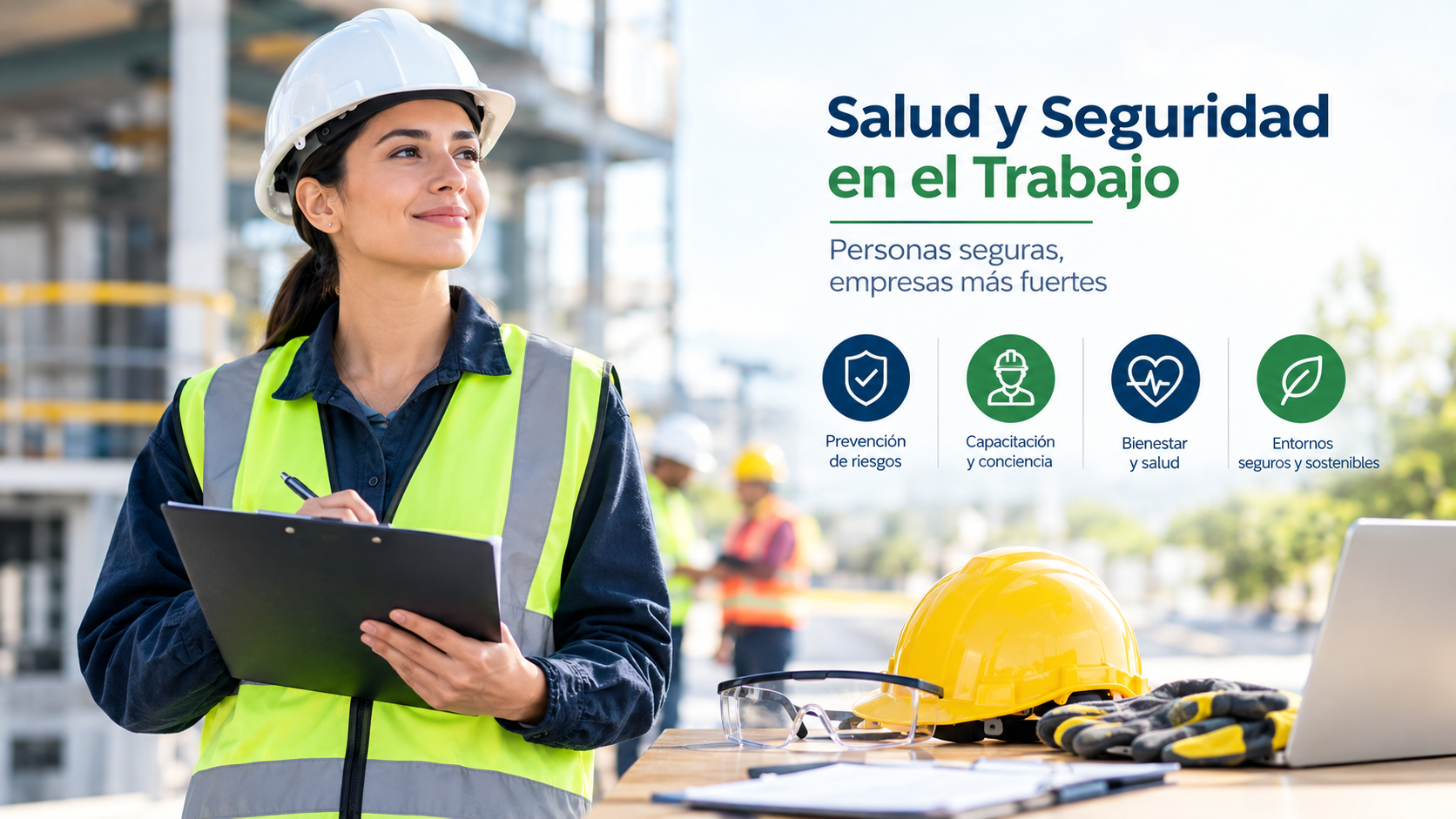 Profesional de seguridad y salud en una obra